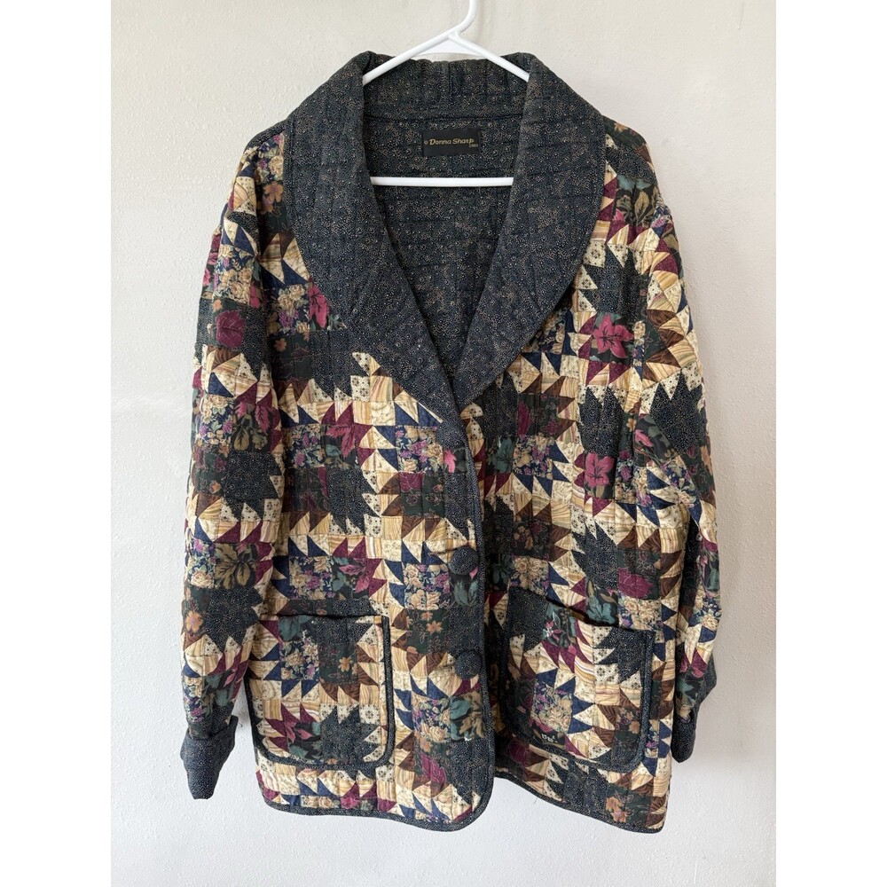 Donna Sharp Quilted Patchwork Jacket Coat Womens Large Whimsy Floral 1X